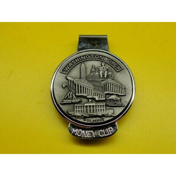 Washington DC Silberne Money Clip Vintage Pewter White House Capitol Cash Holder - Picture 2 of 7